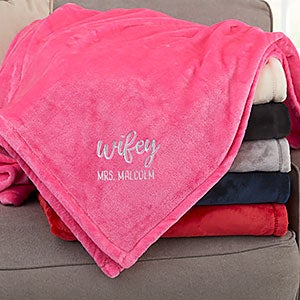 Wifey & Hubby Personalized 50x60 Pink Fleece Blanket - 30080-SP