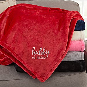 Wifey & Hubby Personalized 60x80 Red Fleece Blanket - 30080-LR