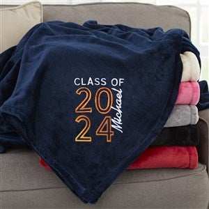 Graduating Class Of Embroidered 50x60 Navy Fleece Blanket - 30084-SN