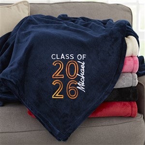 Graduating Class Of Embroidered 50x60 Navy Fleece Blanket - 30084-SN