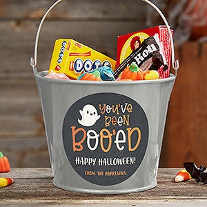 Youve Been Booed Personalized Halloween Treat Bucket Silver - 30101-S