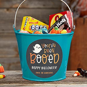 Youve Been Booed Personalized Halloween Treat Bucket Turquoise - 30101-T