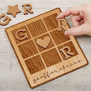 Personalized Romantic Natural Wood Tic Tac Toe - 30102-N