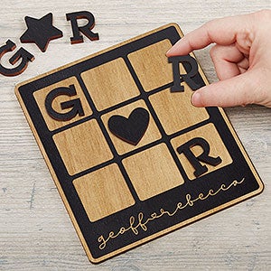 Personalized Romantic Black Stain Wood Tic Tac Toe - 30102-S