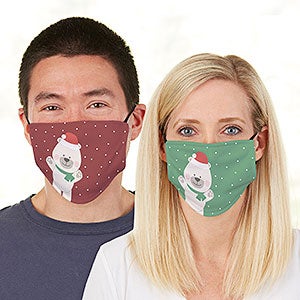 Holly Jolly Polar Bear Personalized Christmas Adult Deluxe Face Mask with Filter - 30107-PB
