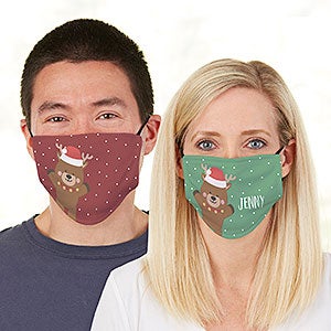 Holly Jolly Reindeer Personalized Christmas Adult Deluxe Face Mask with Filter - 30107-R