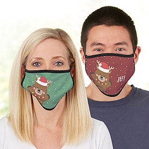 Holly Jolly Reindeer Personalized Christmas Adult Face Mask - 30108-R
