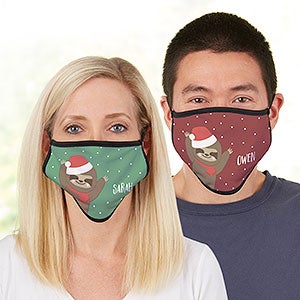 Holly Jolly Sloth Personalized Christmas Adult Face Mask - 30108-SL