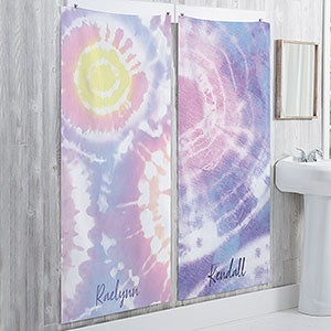 Pastel Tie Dye Personalized 35x72 Bath Towel - 30141-L