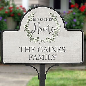 Religious Blessings Personalized Magnetic Garden Sign- Bless This Home - 30149-B