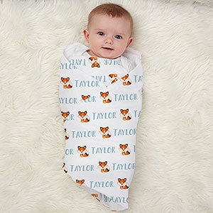 Woodland Fox Personalized Baby Receiving Blanket - 30212