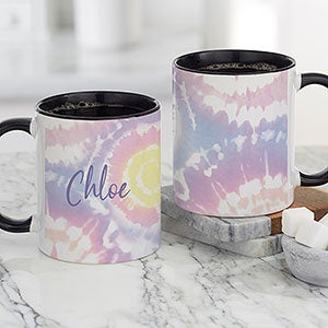 Pastel Tie Dye Personalized Coffee Mug 11oz Black - 30220-B