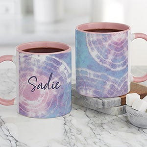 Pastel Tie Dye Personalized Coffee Mug 11oz Pink - 30220-P