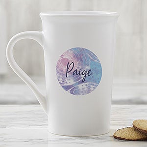 Pastel Tie Dye Personalized Latte Mug 16oz White - 30220-U