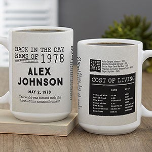 Back in the Day Personalized Coffee Mug 15 oz.- White - 30226-L