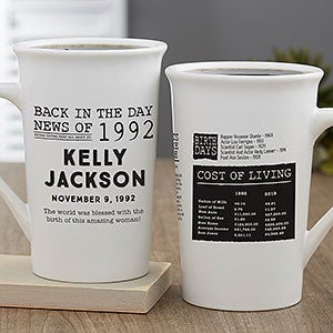 Back in the Day Personalized Latte Mug 16 oz White - 30226-U