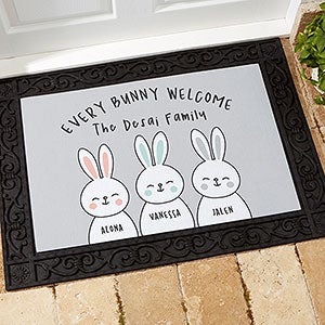 Bunny Family Character Personalized Easter Doormat- 18x27 - 30241-S