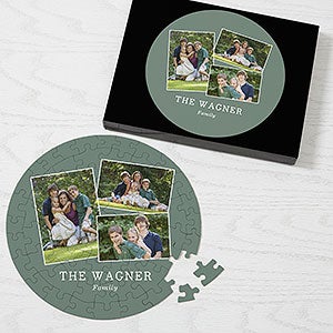 Family Photo Collage Personalized 68 Pc Round Puzzle - 3 Photo - 30243-68-3
