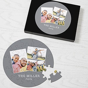 Family Photo Collage Personalized 26 Pc Round Puzzle- 4 Photo - 30243-26-4