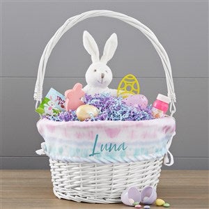 Pastel Tie Dye Personalized White Wicker Easter Basket  - 30244-W