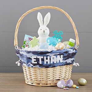 Camo Personalized Natural Wicker Easter Basket - 30248