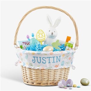 Easter Pattern Personalized Natural Wicker Easter Basket - 30251-P