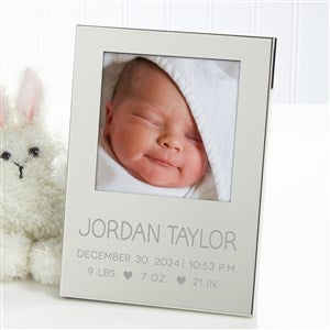 Baby Birth Information Engraved Silver Picture Frame - 30252