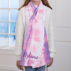 Pastel Tie Dye Personalized Kids Fleece Scarf - 30283