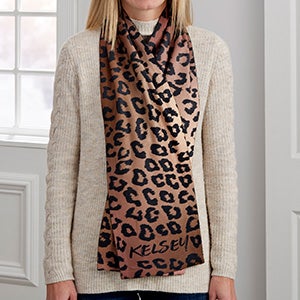Leopard Print Personalized Womens Fleece Scarf - 30289