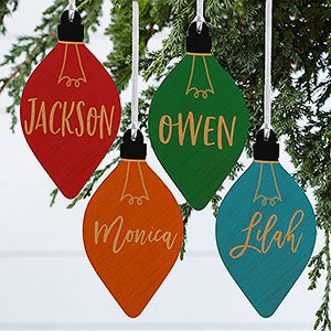 Merry Name Personalized Wood Christmas Bulb Ornament - 30294