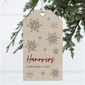 Snowflake Family Name Personalized Wood Tag Ornament - 30298