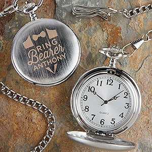 Ring Bearer Engraved Silver Pocket Watch - 30319