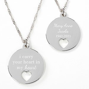 I Carry You In My Heart Personalized Memorial Pendant Necklace - 30331