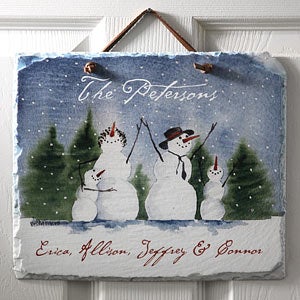 Snow Family Personalized Slate Plaque - 3034