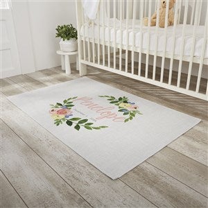 Floral Baby Girl Personalized Nursery Area Rug - 2.5’ x 4’ - 30369-S