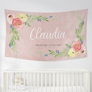 Floral Baby Personalized Wall Tapestry- 35x60 - 30393