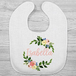 Floral Personalized Baby Bib - 30414-B