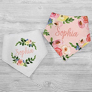 Floral Personalized Bandana Bibs - 30414-BB