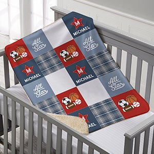 All-Star Sports Baby Personalized 30x40 Sherpa Blanket - 30425-SS