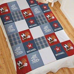 All-Star Sports Baby Personalized 60x80 Sherpa Blanket - 30425-SL