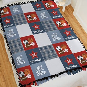 All-Star Sports Baby Personalized 50x60 Tie Blanket - 30425-T