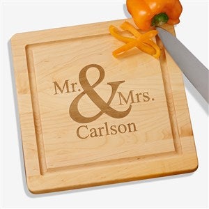 Maple Leaf Personalized Mr.  Mrs. Square Wedding Cutting Board- No Handles - 30467D