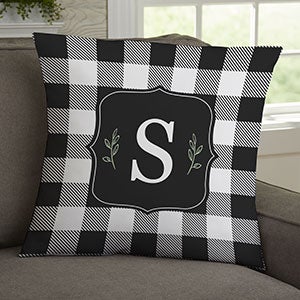 Black & White Buffalo Check Personalized 18-inch Throw Pillow - 30476-L