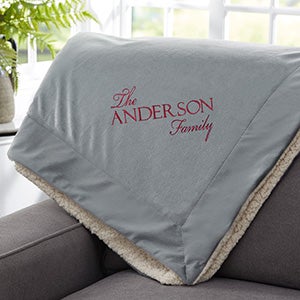 Elegant Family Embroidered 50x60 Grey Sherpa Blanket - 30484-GS