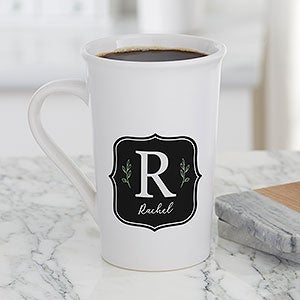 Black & White Buffalo Check Personalized Latte Mug 16 oz White - 30488-U