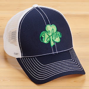 My Lucky St Patricks Day Embroidered Navy/White Trucker Hat - 30491-N