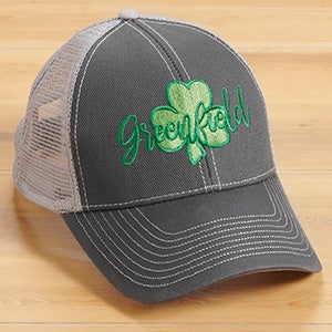 My Lucky St Patricks Day Embroidered Grey/Grey Trucker Hat - 30491-G