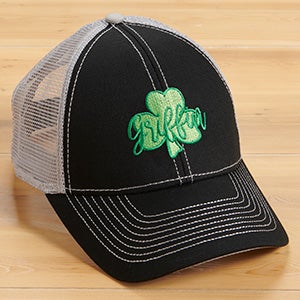 My Lucky St Patricks Day Embroidered Black/Grey Trucker Hat - 30491-B