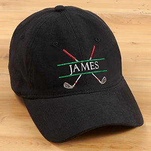 Crossed Clubs Personalized Black Baseball Cap - 30493-B