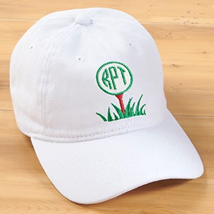 Golf Ball Monogram Personalized White Baseball Cap - 30498-W